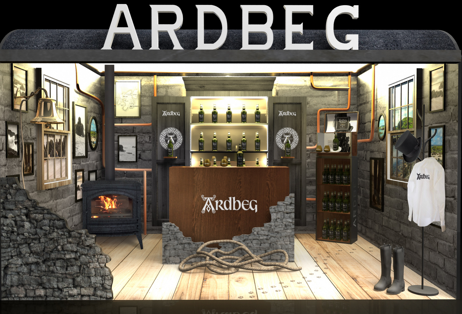 Ardbeg - Stand sur mesure au Whisky Live - avec croquis